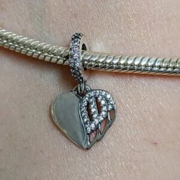 Silver Heart Charm with Crystals - Picture 5 of 5